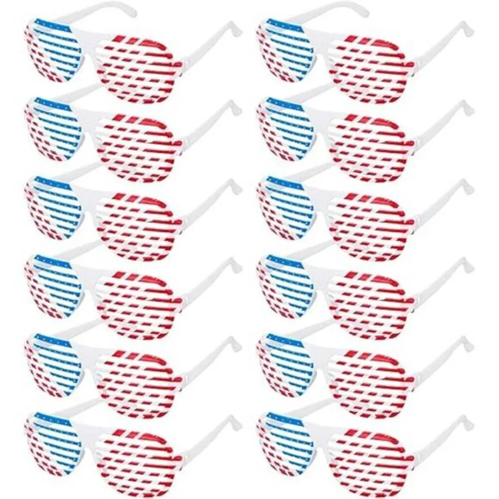 Memorial Day 4th of July Shutter  Glasses 12 Pack, Red White & Blue American